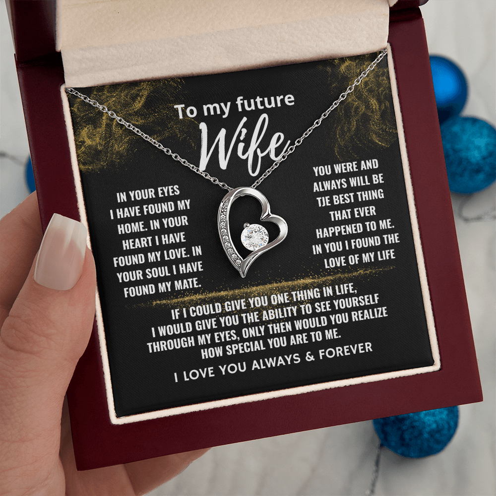 To My Future Wife "In Your Eyes I Found My Home" Love Knot Necklace
