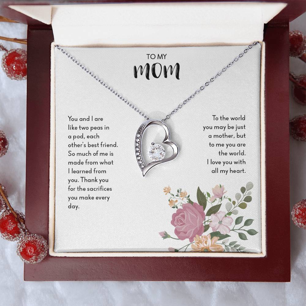 To My Mom "I Love You with All My Heart" Forever Love Necklace