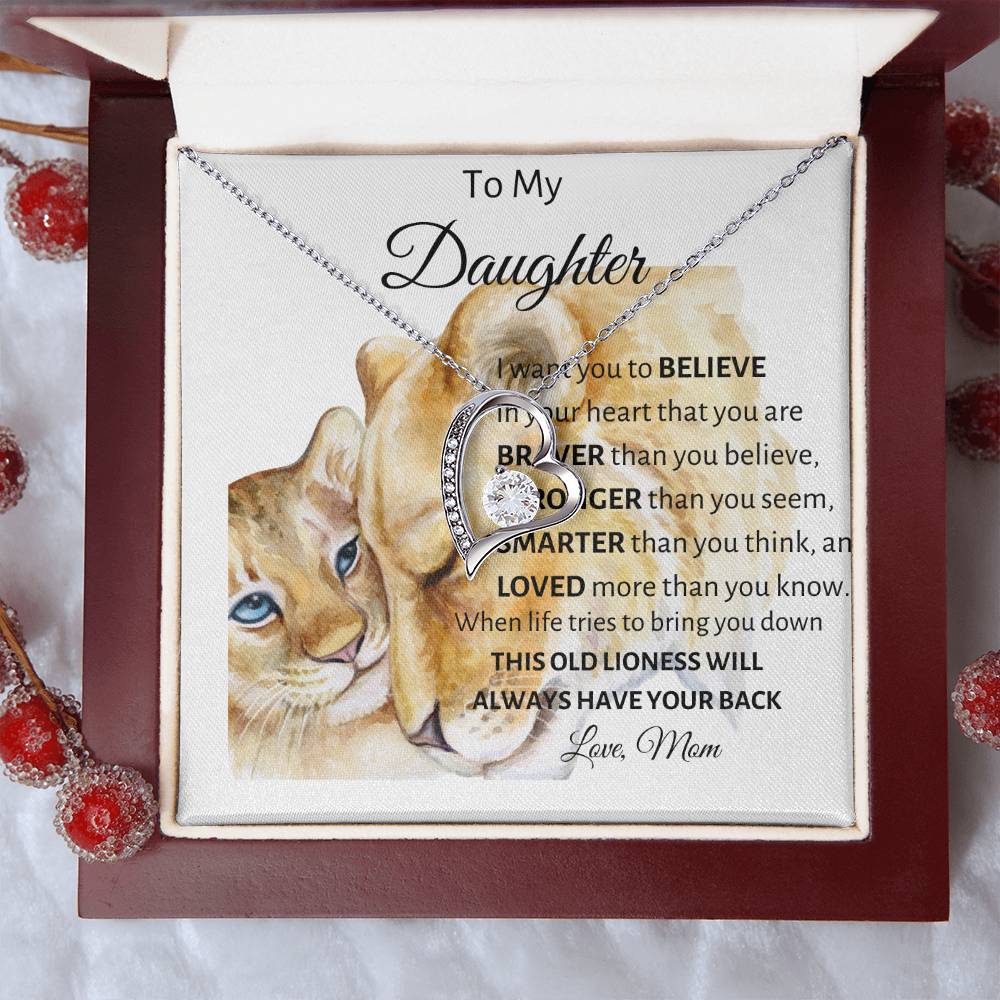 To my Daughter from Mom "Stronger than you seem" Forever Love Necklace