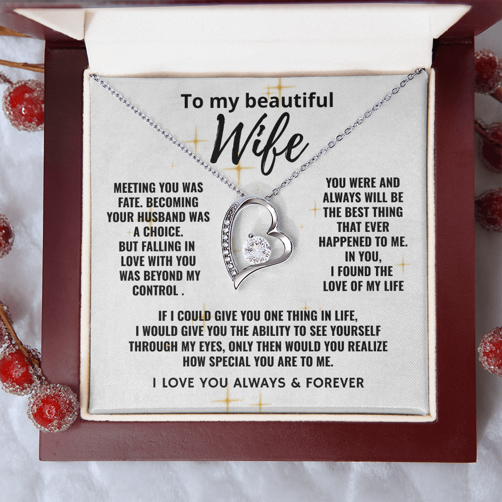 To My Beautiful Wife "The Love of My Life" Forever Love Necklace
