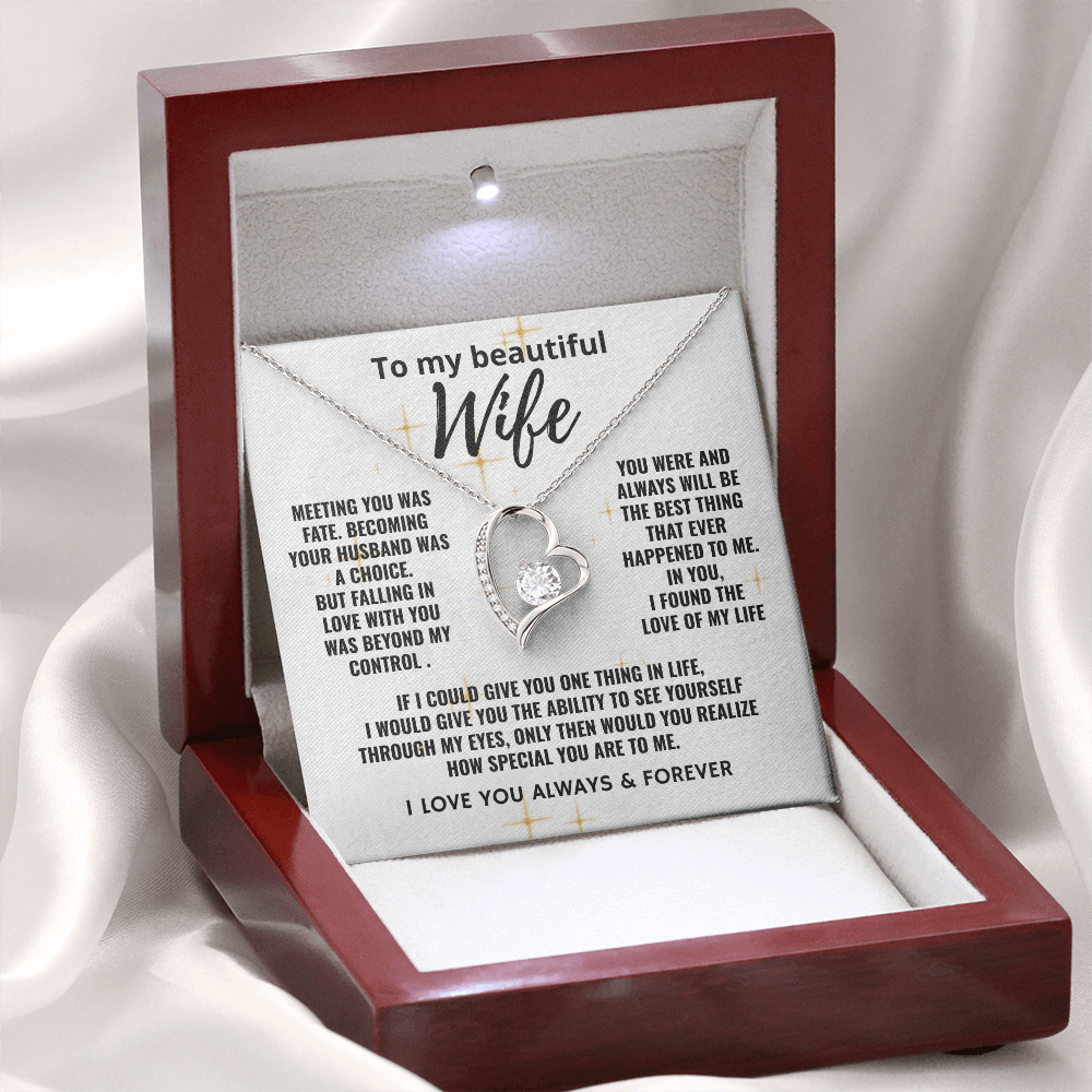 To My Beautiful Wife "The Love of My Life" Forever Love Necklace