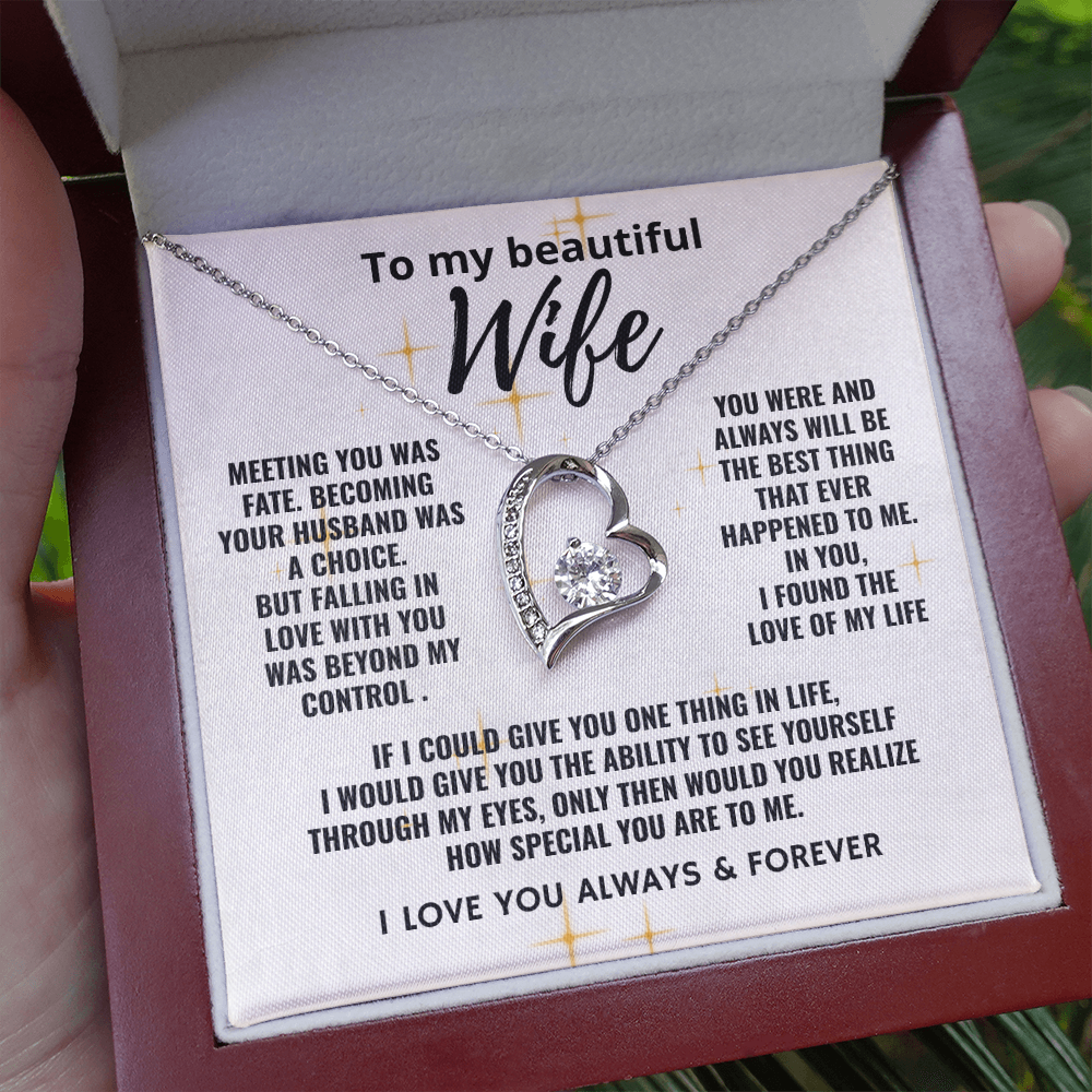 To My Beautiful Wife "The Love of My Life" Forever Love Necklace
