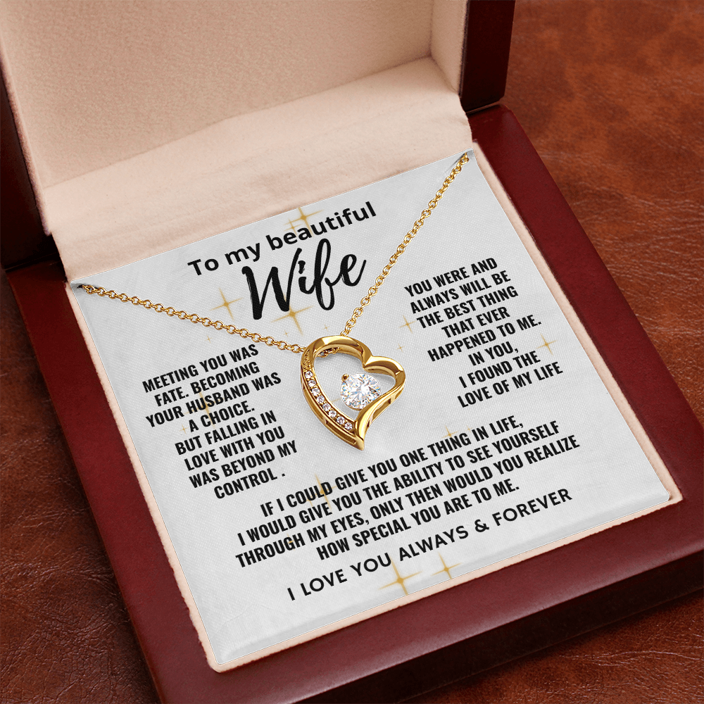 To My Beautiful Wife "The Love of My Life" Forever Love Necklace