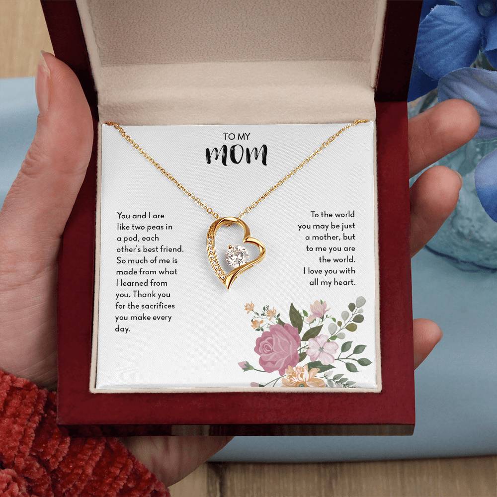 To My Mom "I Love You with All My Heart" Forever Love Necklace