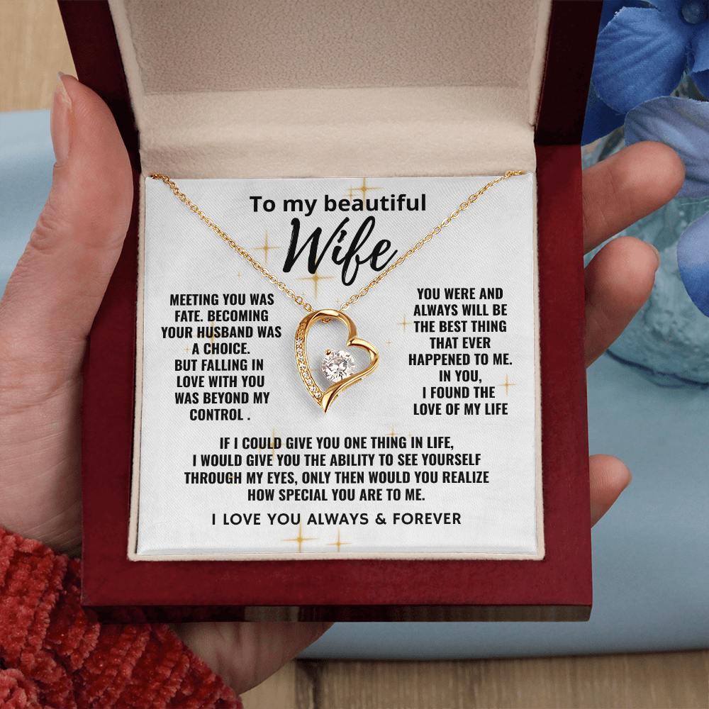 To My Beautiful Wife "The Love of My Life" Forever Love Necklace