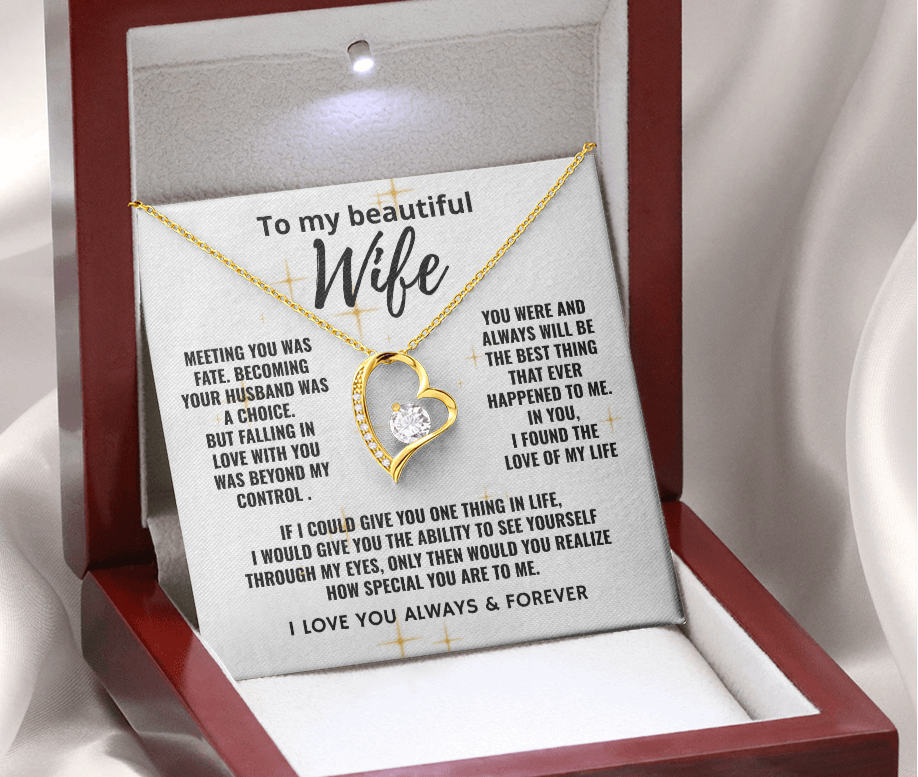 To My Beautiful Wife "The Love of My Life" Forever Love Necklace