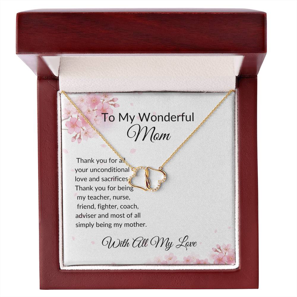 To My Wonderful Mom "Thank You" Everlasting Love Necklace