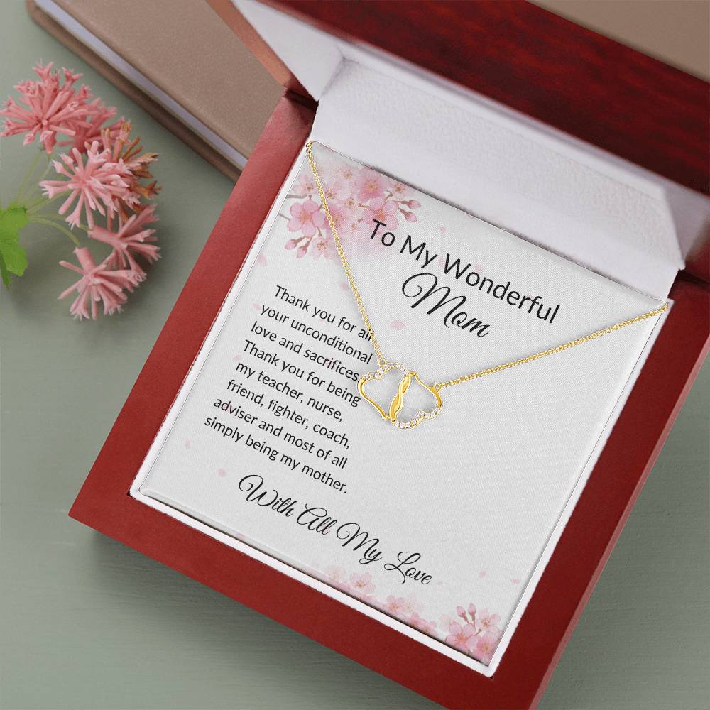 To My Wonderful Mom "Thank You" Everlasting Love Necklace