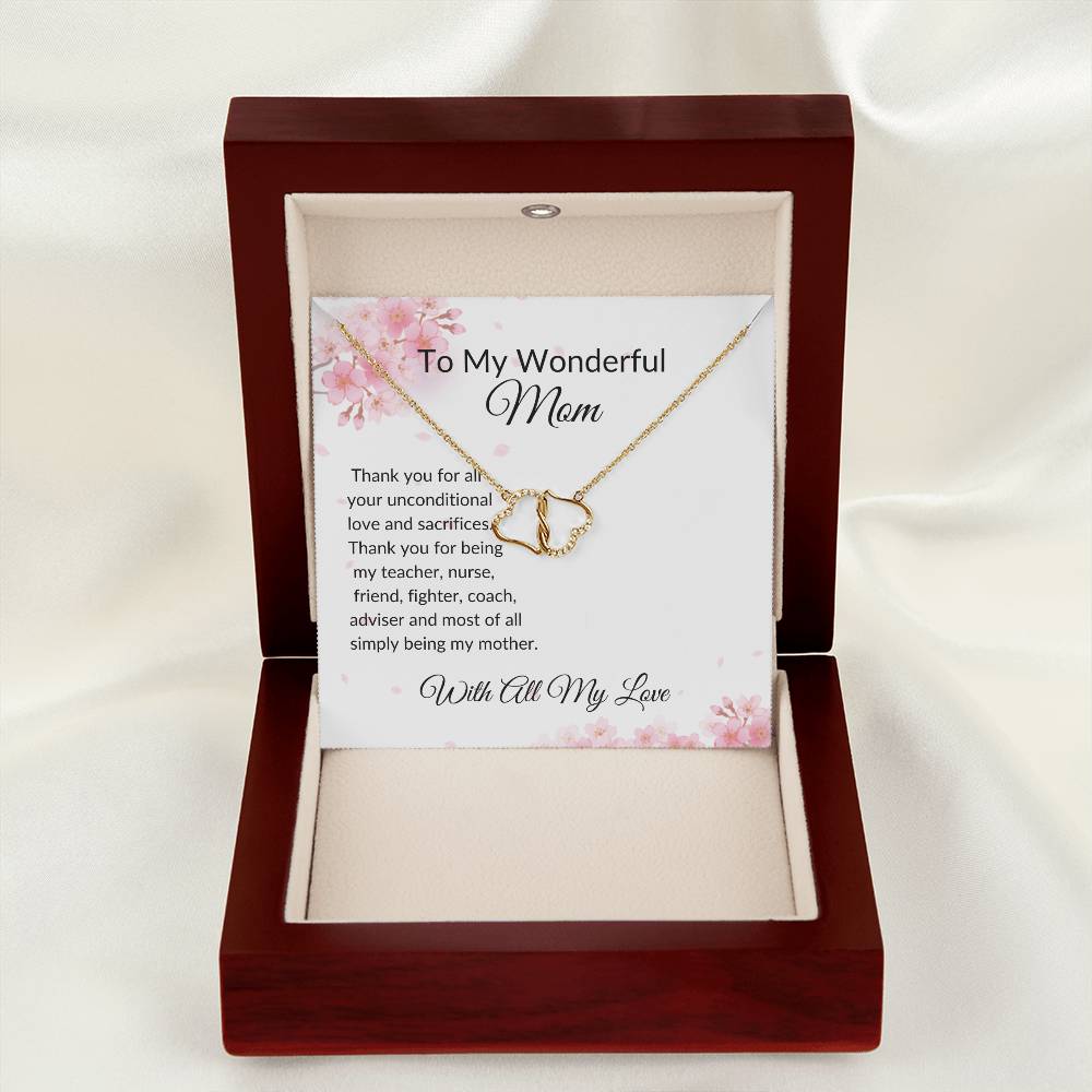 To My Wonderful Mom "Thank You" Everlasting Love Necklace