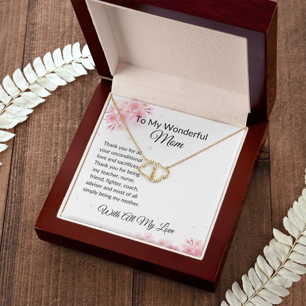 To My Wonderful Mom "Thank You" Everlasting Love Necklace