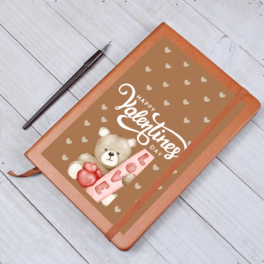 Happy Valentines Day "Love" Graphic Leather Journal | Teddy Bear Love Journal!