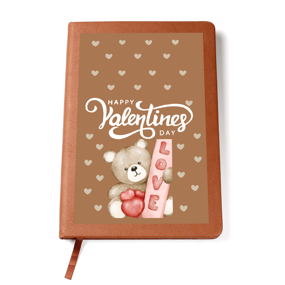 Happy Valentines Day "Love" Graphic Leather Journal | Teddy Bear Love Journal!