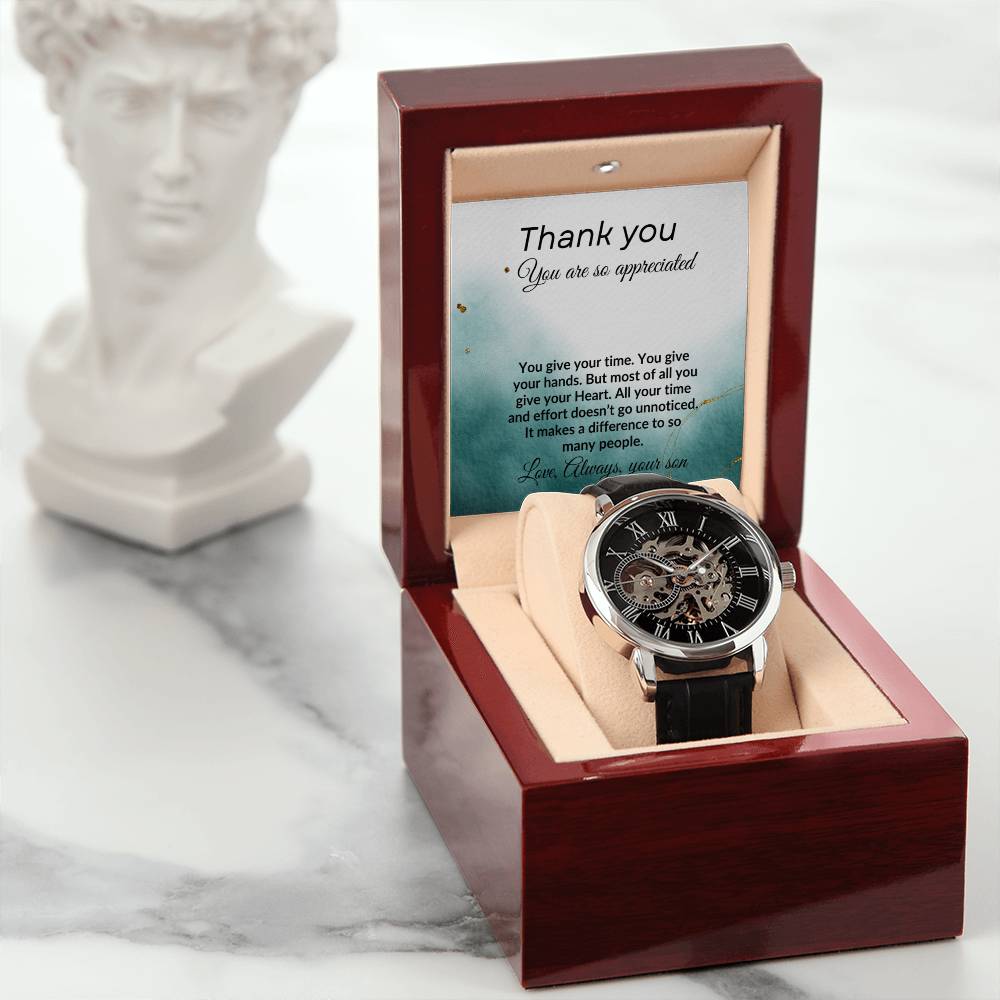 To my Dad from Son "Thank You" Men's Openwork Watch