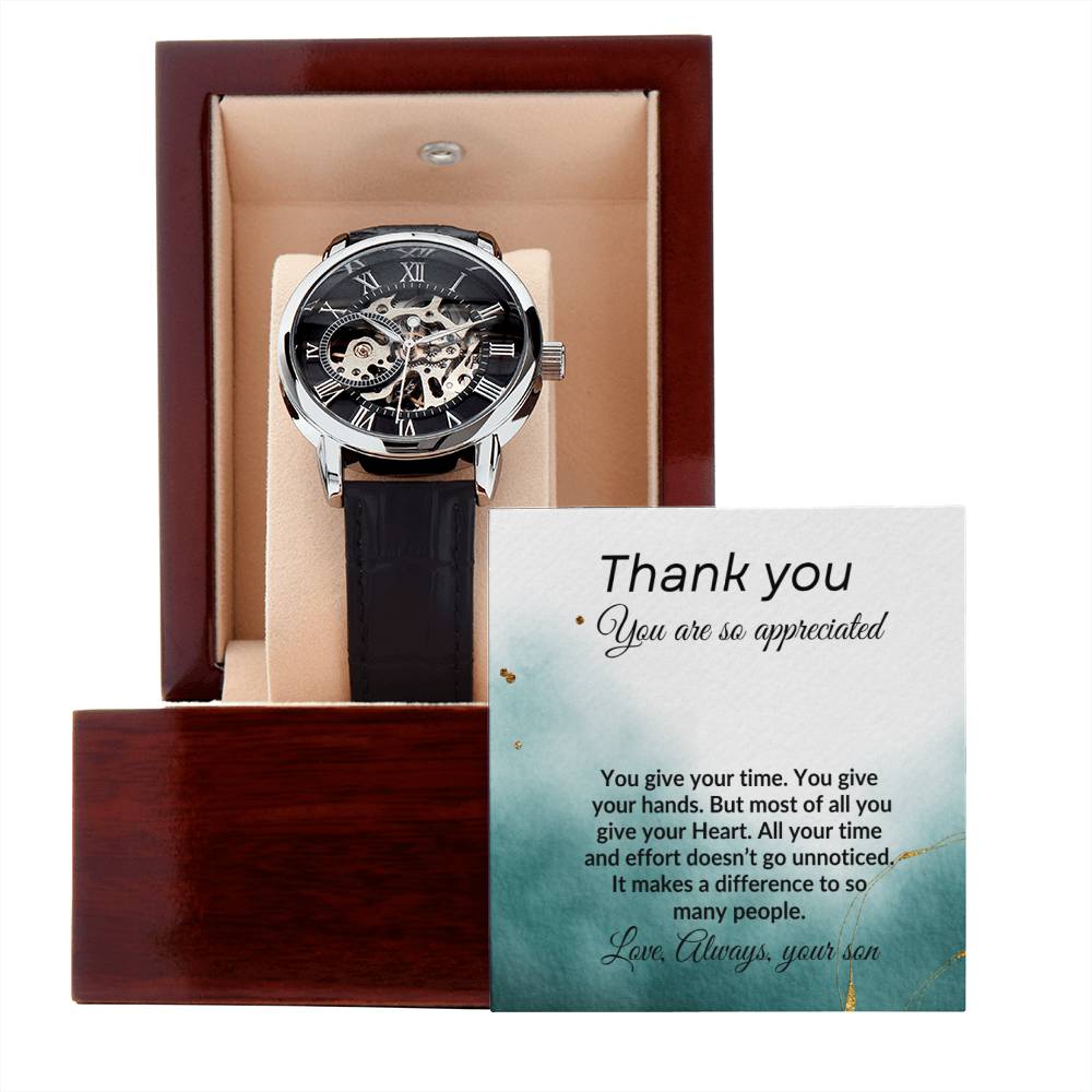 To my Dad from Son "Thank You" Men's Openwork Watch