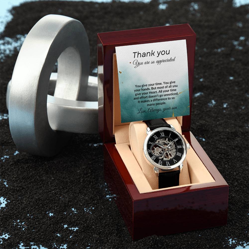 To my Dad from Son "Thank You" Men's Openwork Watch