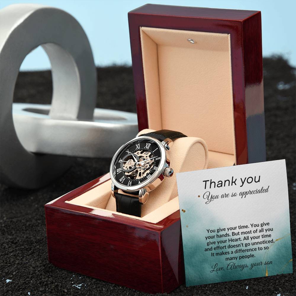 To my Dad from Son "Thank You" Men's Openwork Watch