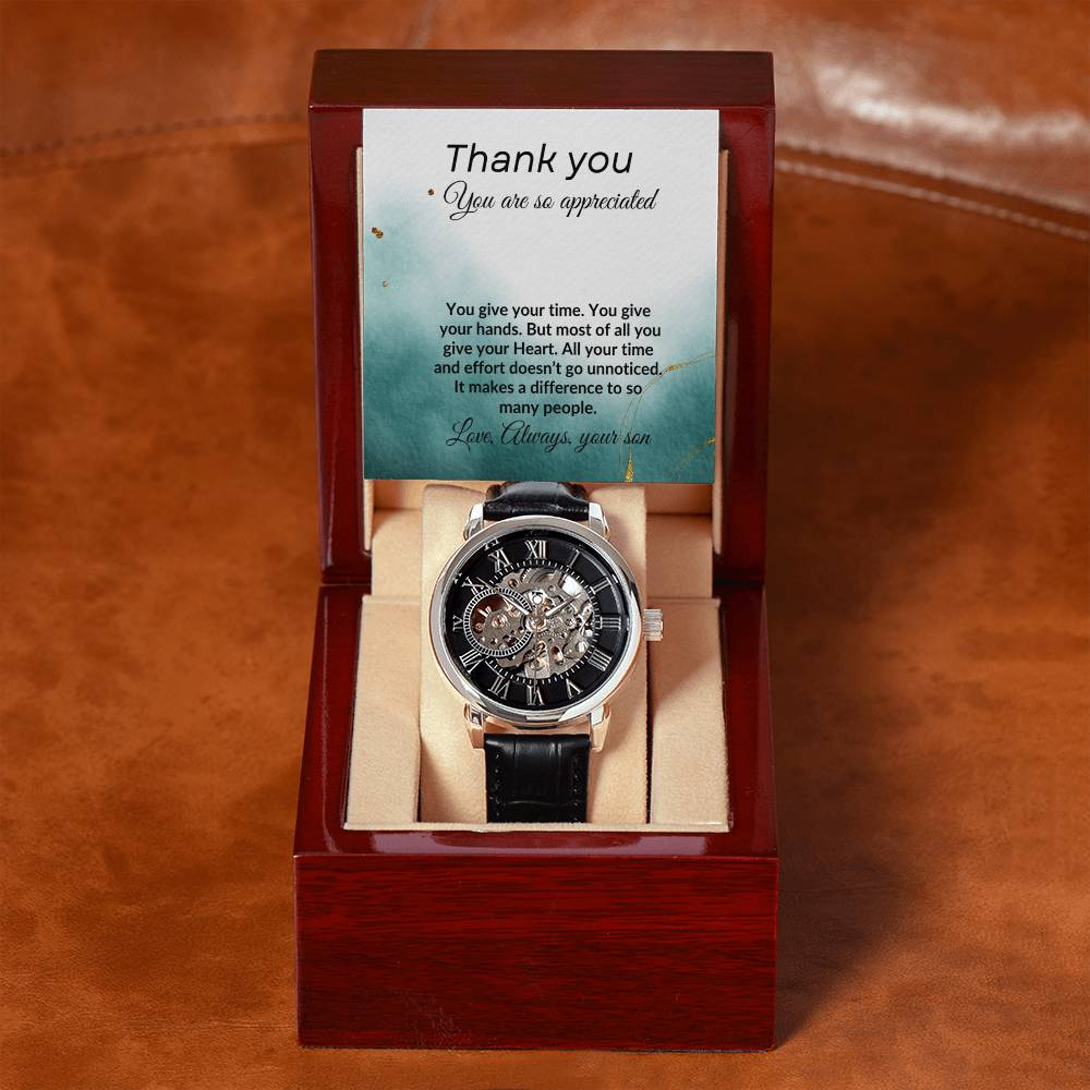 To my Dad from Son "Thank You" Men's Openwork Watch