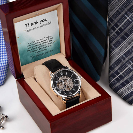 To my Dad from Son "Thank You" Men's Openwork Watch