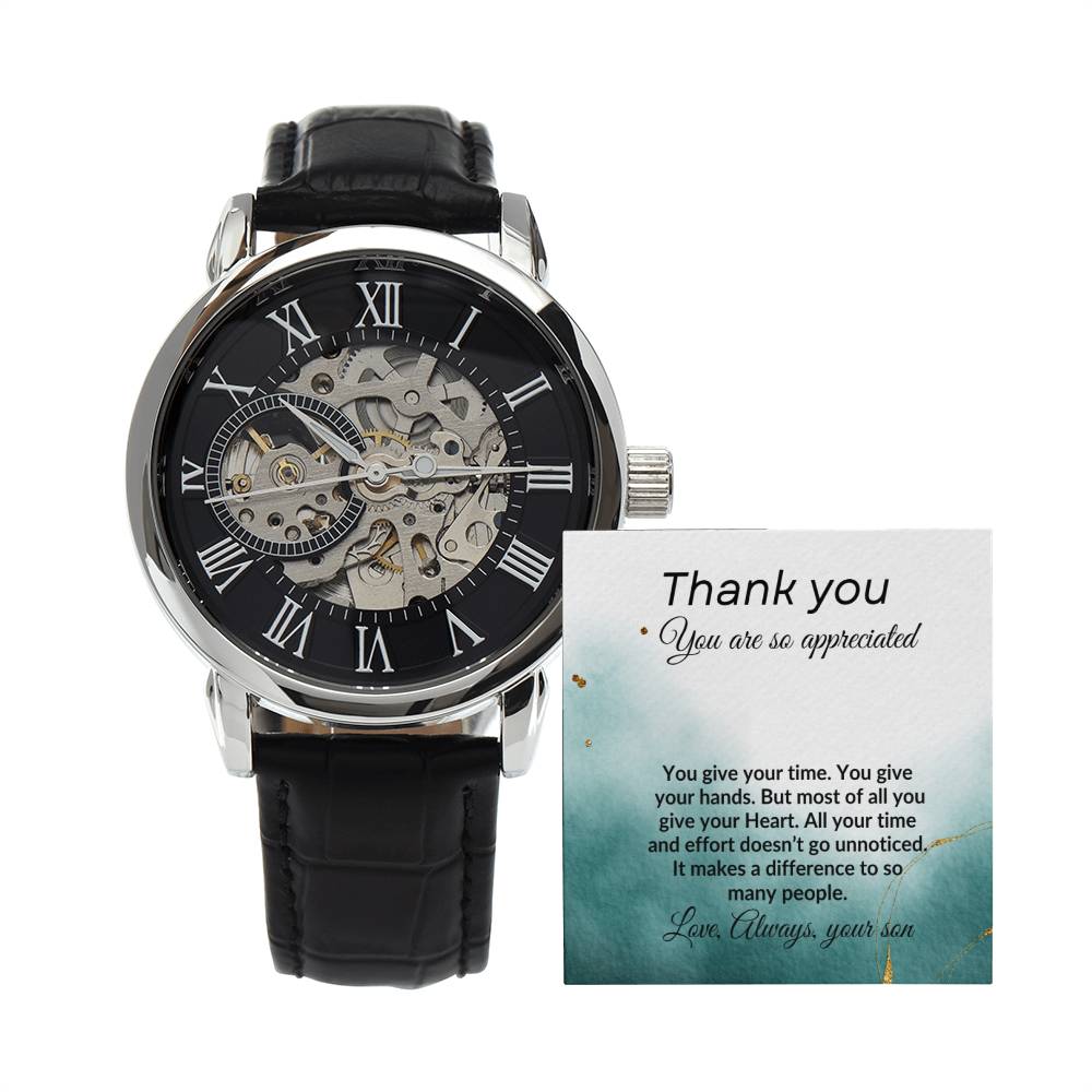 To my Dad from Son "Thank You" Men's Openwork Watch
