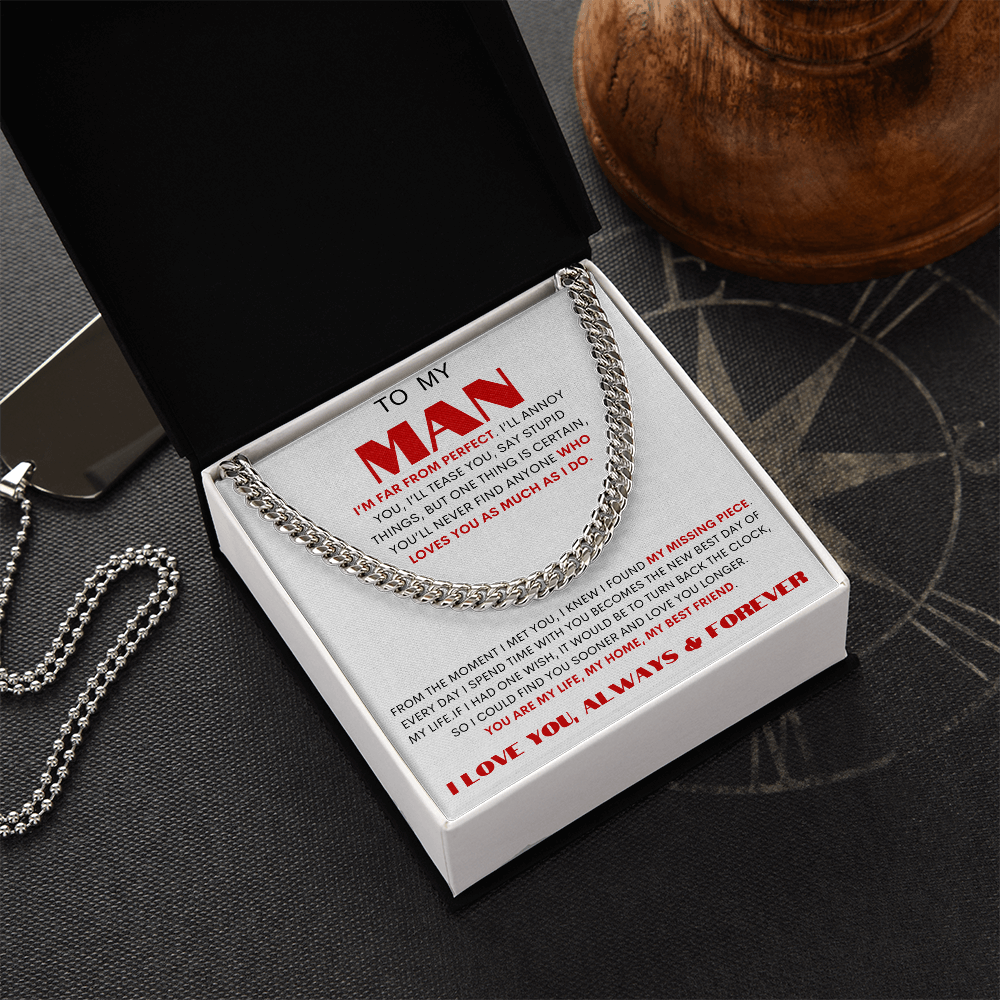 To My Man "My Missing Piece" Cuban Link Chain | Valentine | Birthday Gift