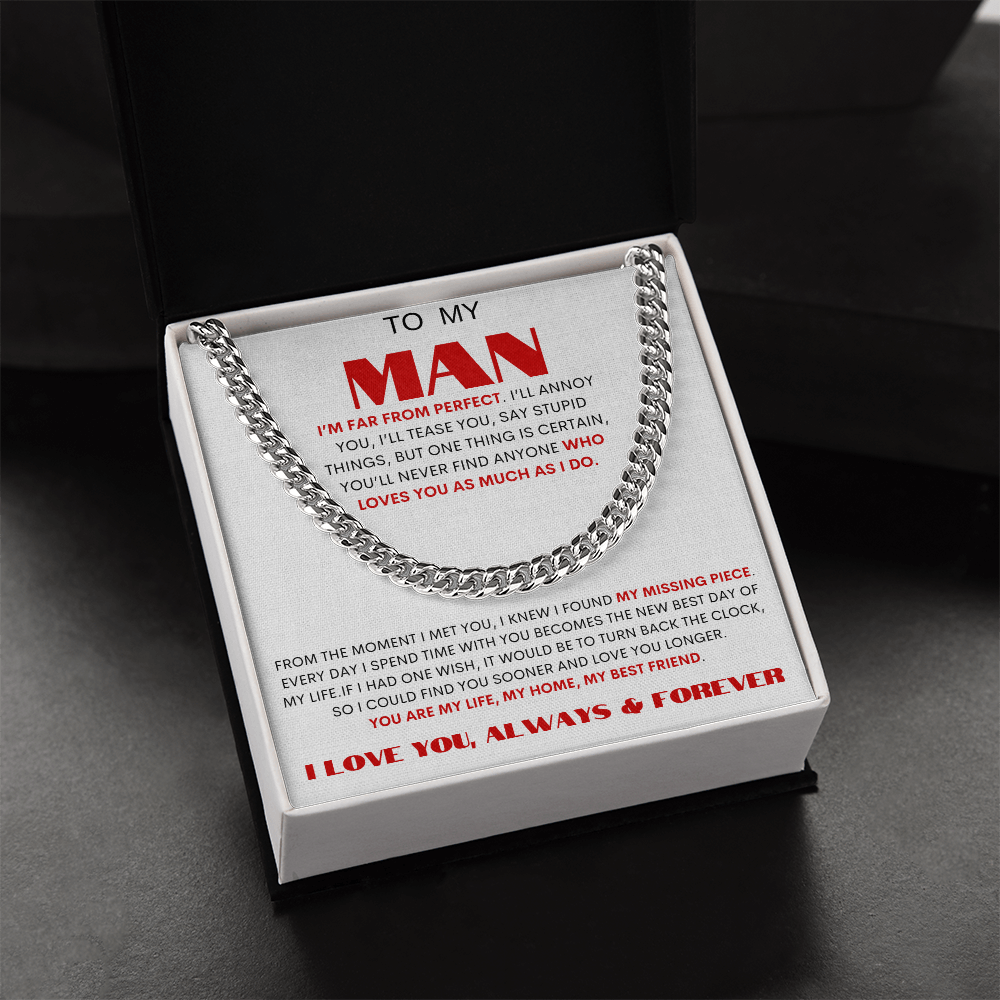 To My Man "My Missing Piece" Cuban Link Chain | Valentine | Birthday Gift