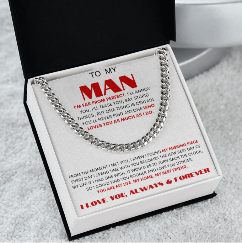 To My Man "My Missing Piece" Cuban Link Chain | Valentine | Birthday Gift