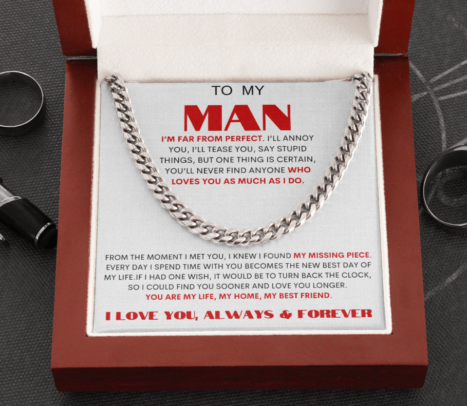 To My Man "My Missing Piece" Cuban Link Chain | Valentine | Birthday Gift