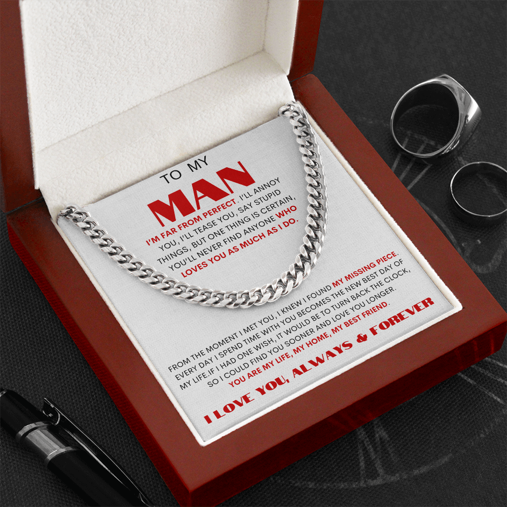 To My Man "My Missing Piece" Cuban Link Chain | Valentine | Birthday Gift