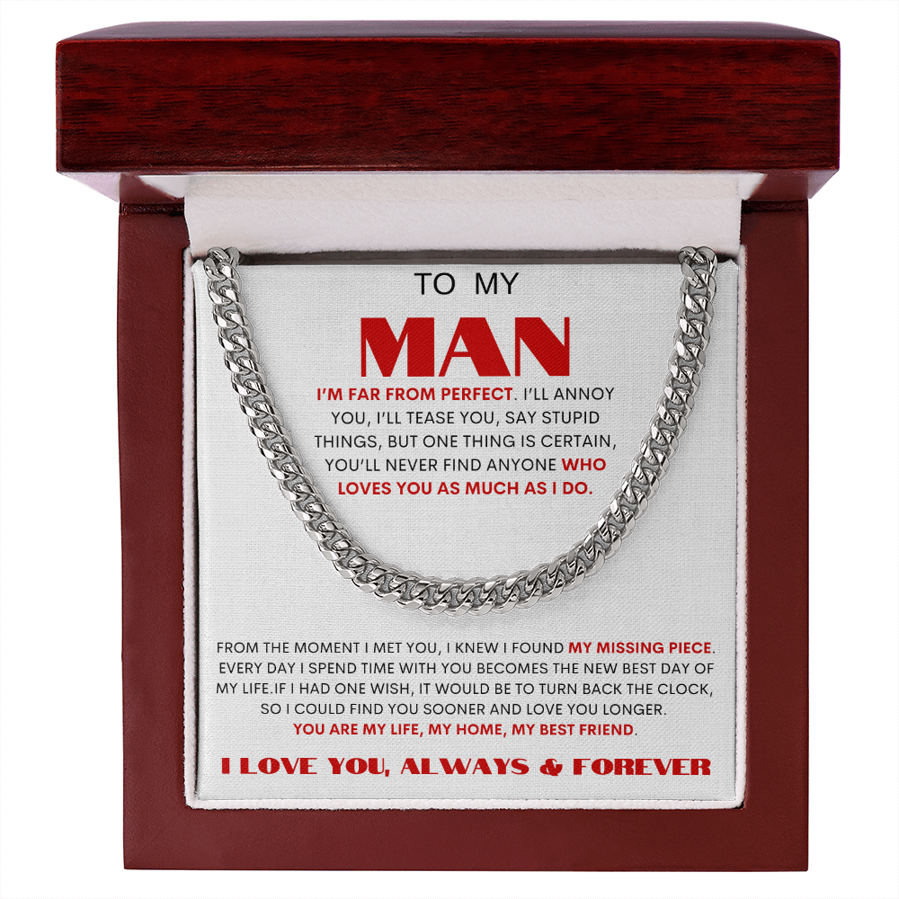 To My Man "My Missing Piece" Cuban Link Chain | Valentine | Birthday Gift