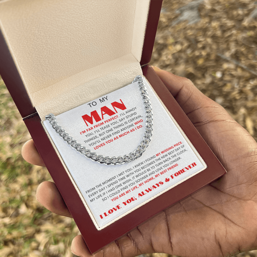 To My Man "My Missing Piece" Cuban Link Chain | Valentine | Birthday Gift