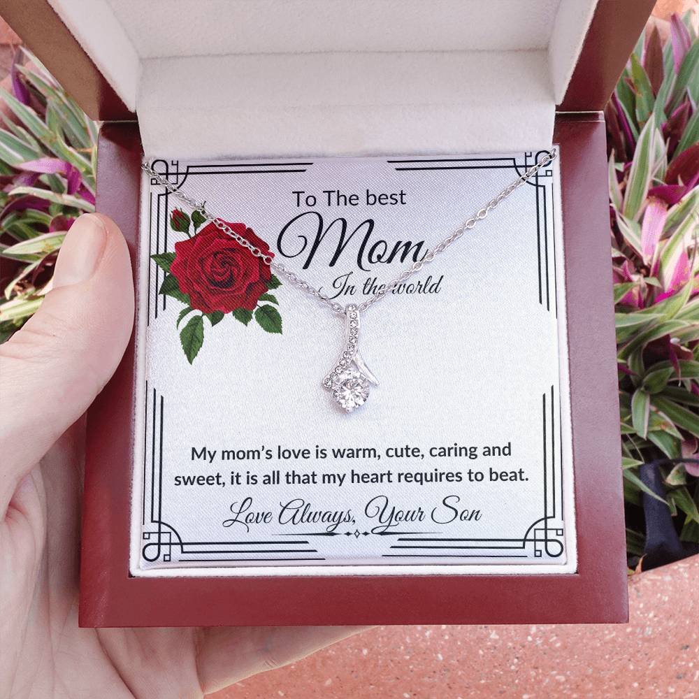 To My Mom from Son "The Best Mom" Alluring Beauty Necklace