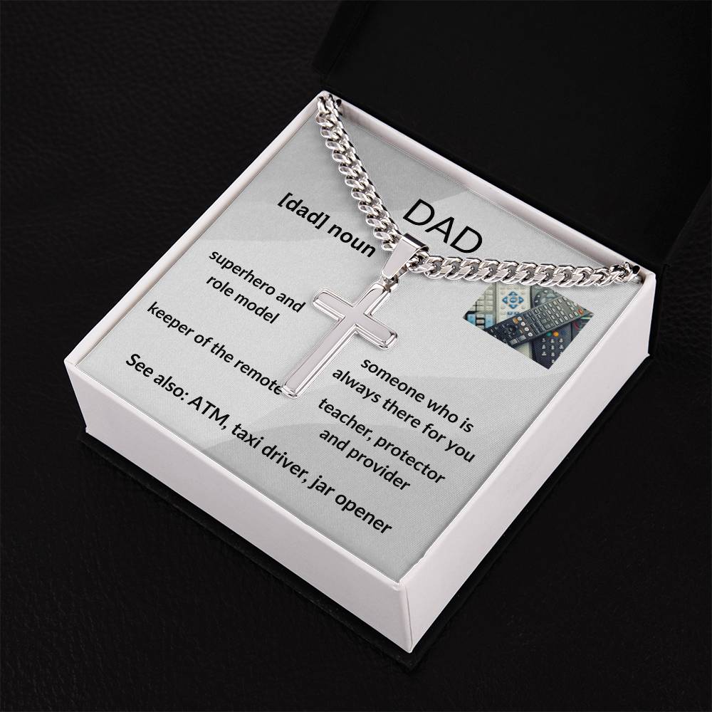 To Dad "Superhero" Cuban Chain with Artison Cross Necklace
