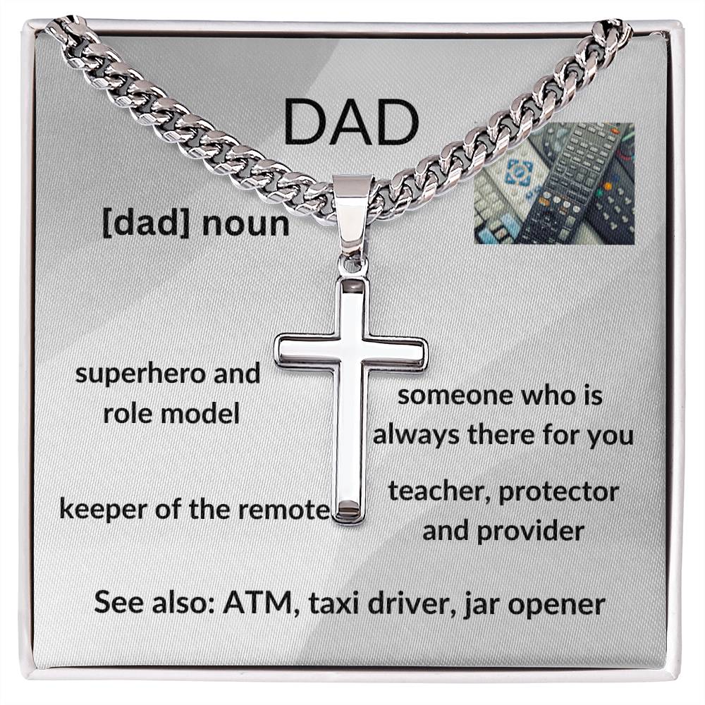 To Dad "Superhero" Cuban Chain with Artison Cross Necklace