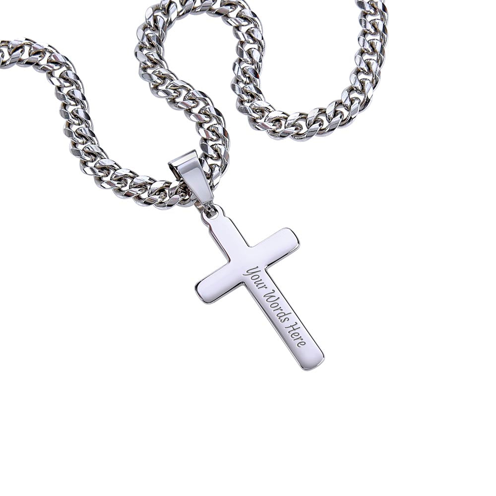 To Dad "Superhero" Cuban Chain with Artison Cross Necklace