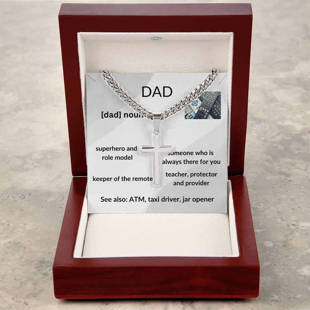 To Dad "Superhero" Cuban Chain with Artison Cross Necklace