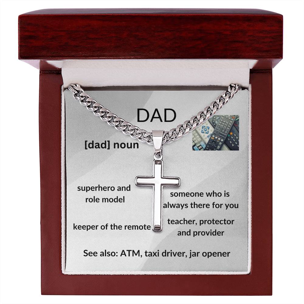 To Dad "Superhero" Cuban Chain with Artison Cross Necklace