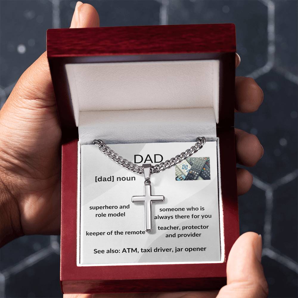 To Dad "Superhero" Cuban Chain with Artison Cross Necklace