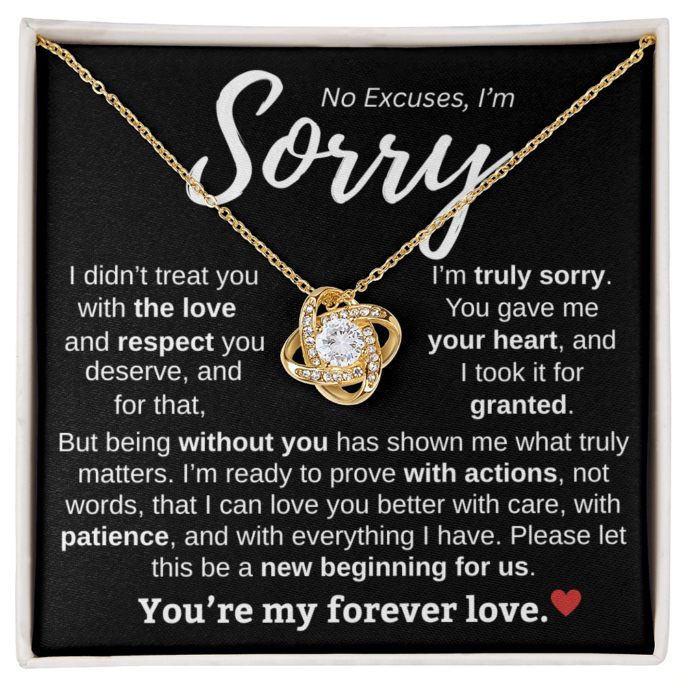 Apology Gift For Her | No Excuses, I'm Sorry | Love knot Necklace