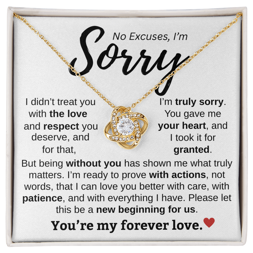 Apology Gift For Her | No Excuses, I'm Sorry | Love knot Necklace