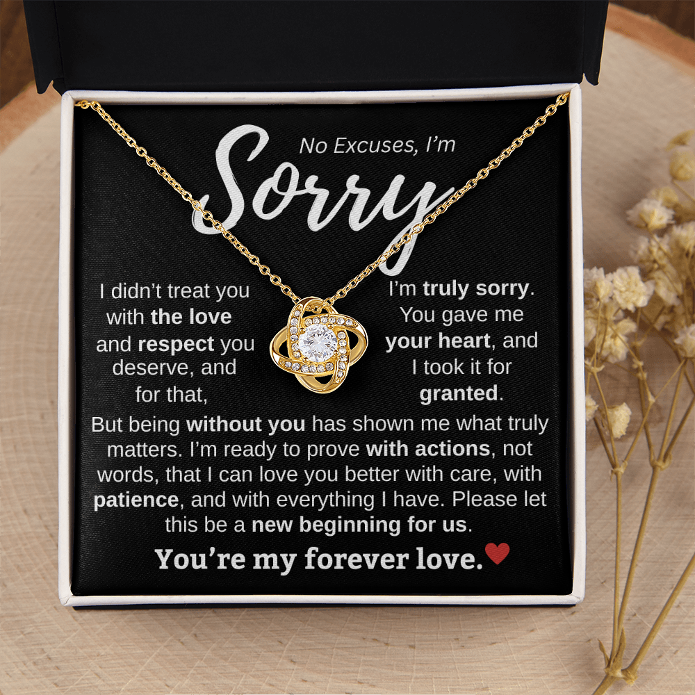 Apology Gift For Her | No Excuses, I'm Sorry | Love knot Necklace