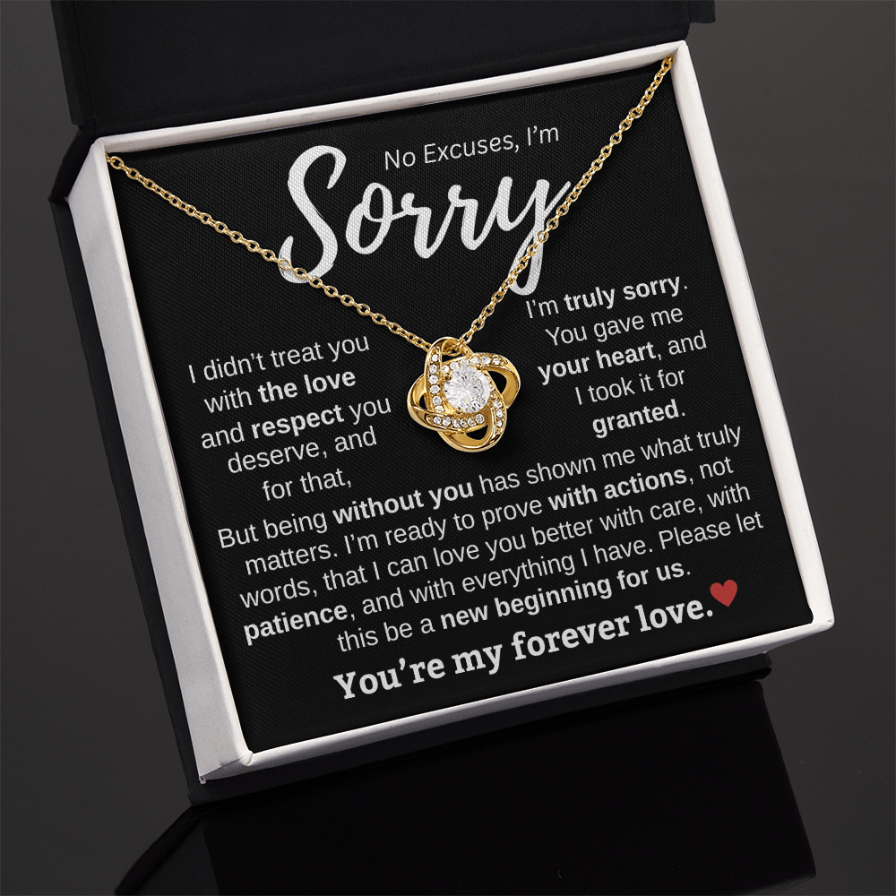Apology Gift For Her | No Excuses, I'm Sorry | Love knot Necklace