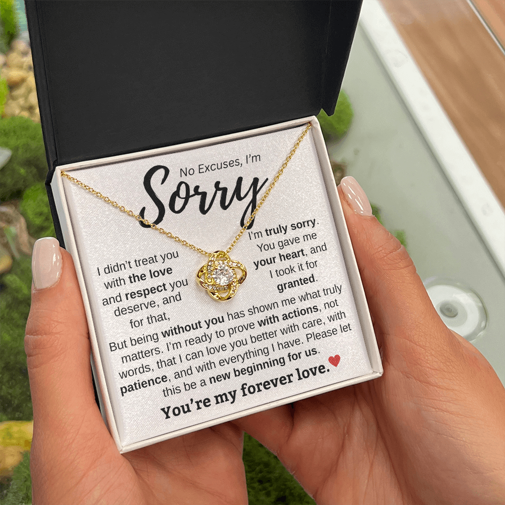 Apology Gift For Her | No Excuses, I'm Sorry | Love knot Necklace