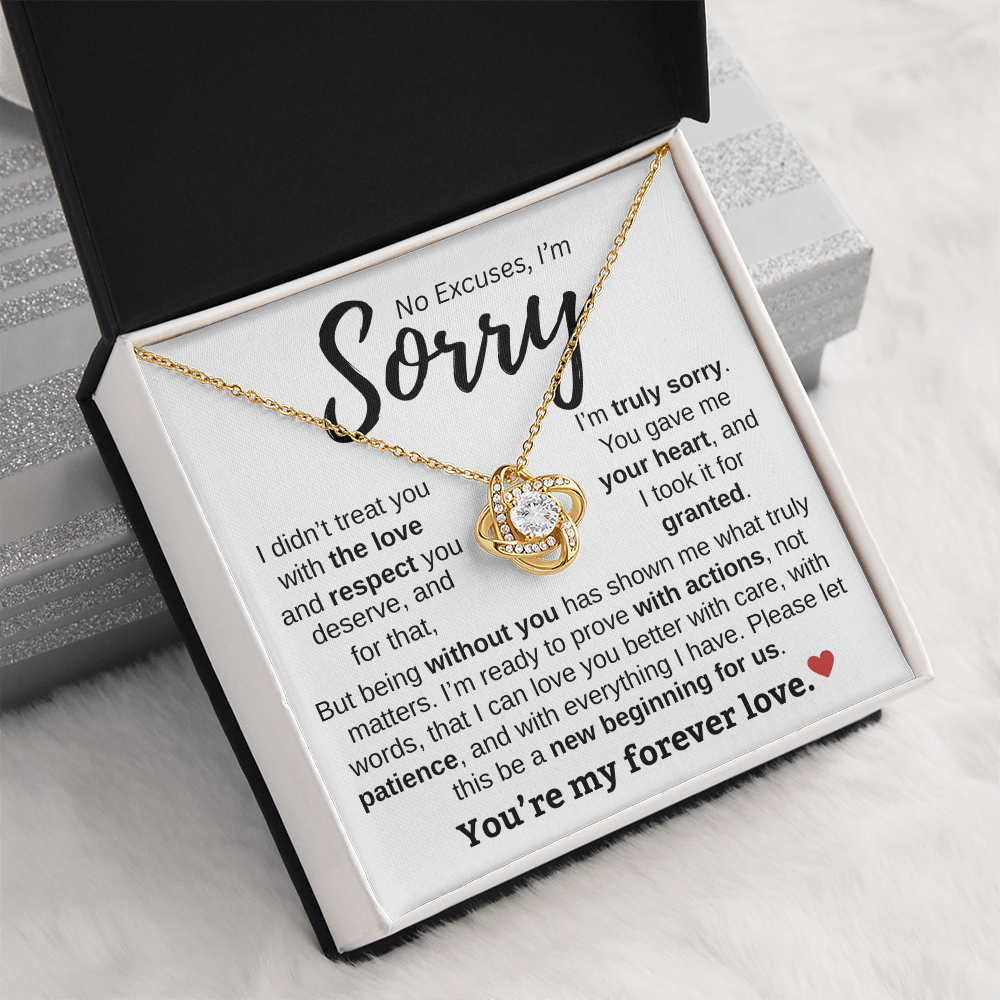 Apology Gift For Her | No Excuses, I'm Sorry | Love knot Necklace