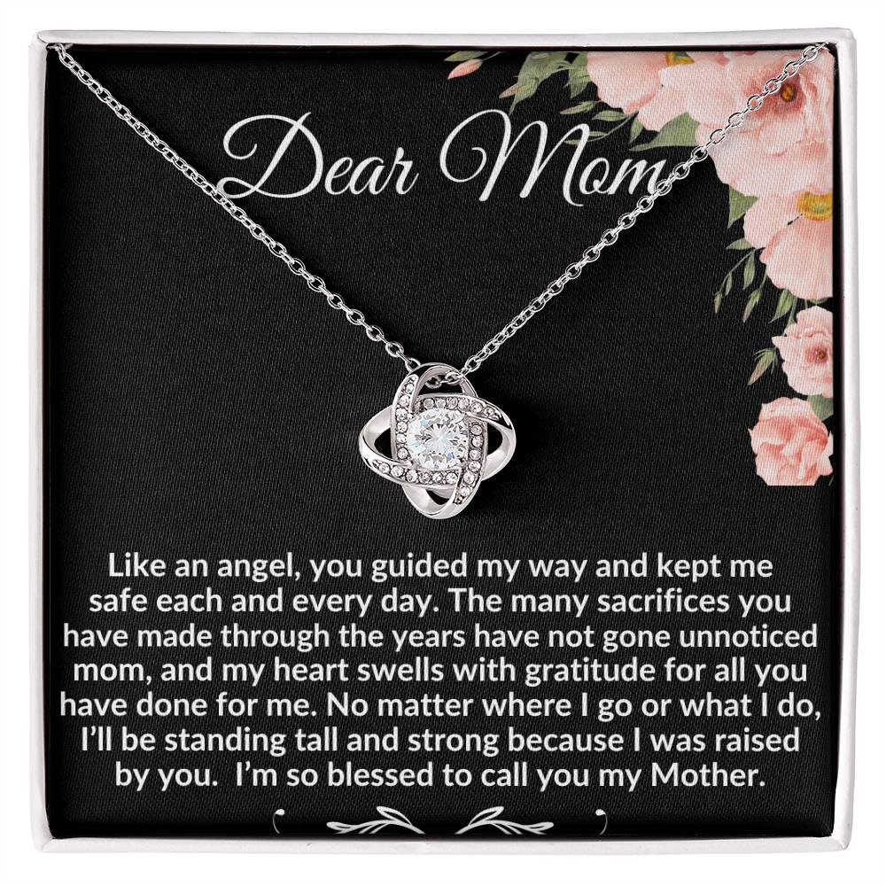 To My Mom "So Blessed to call you my Mother" Love Knot Necklace
