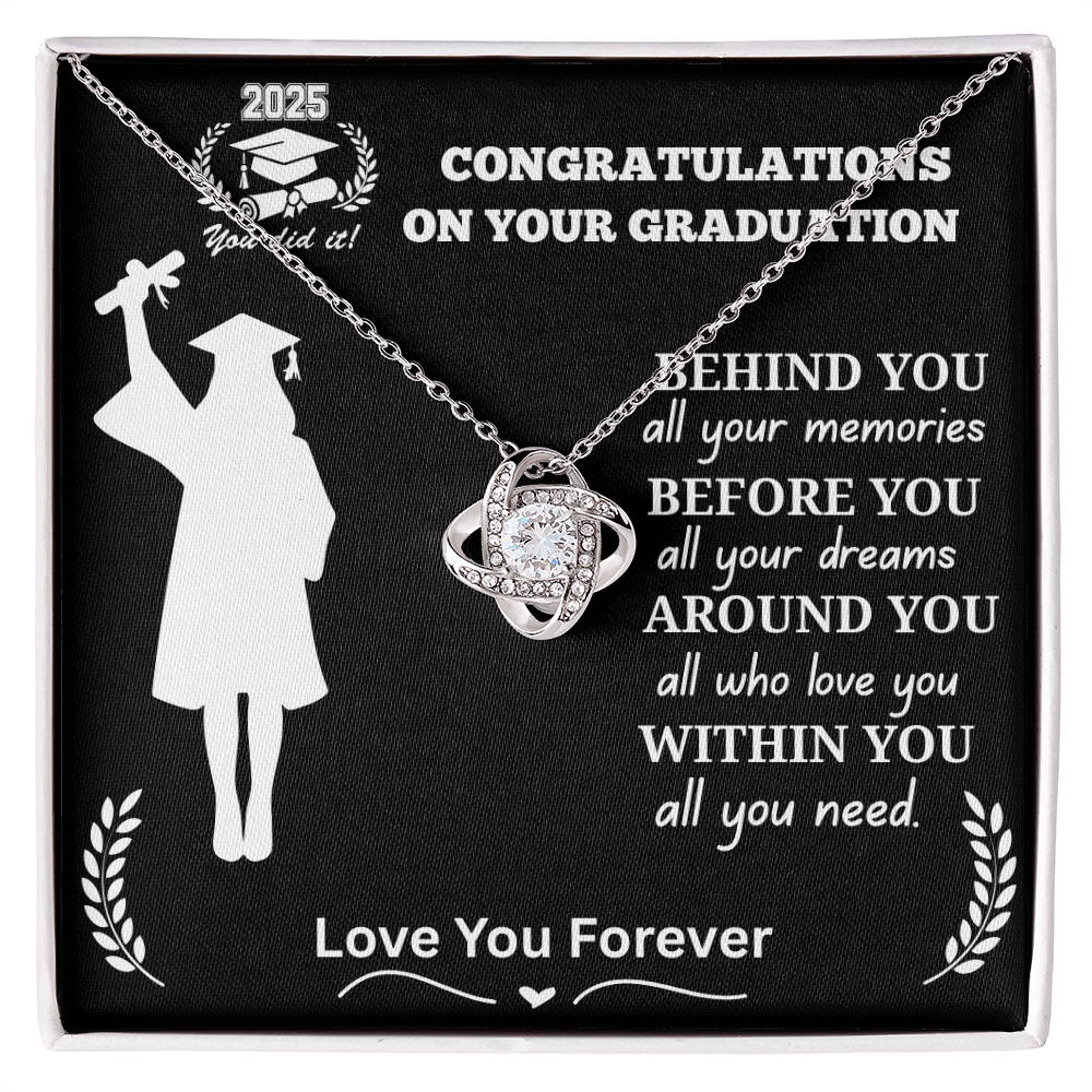 To My Daughter "Congrats on Your Graduation 2025 Graduate" Love Knot Necklace