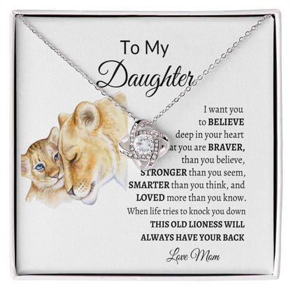 To My Daughter "I Will Always Have Your Back" Love Knot Necklace