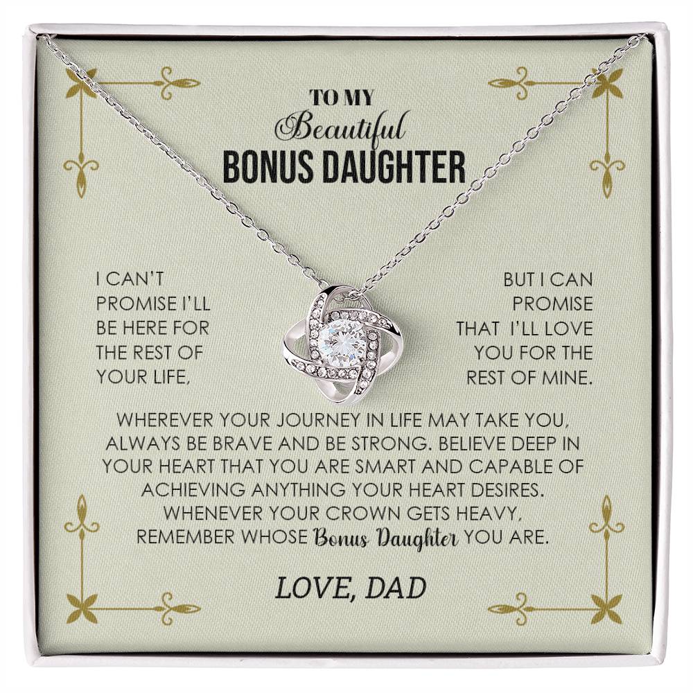 To My Bonus Daughter from Dad "Promise" Love Knot Necklace