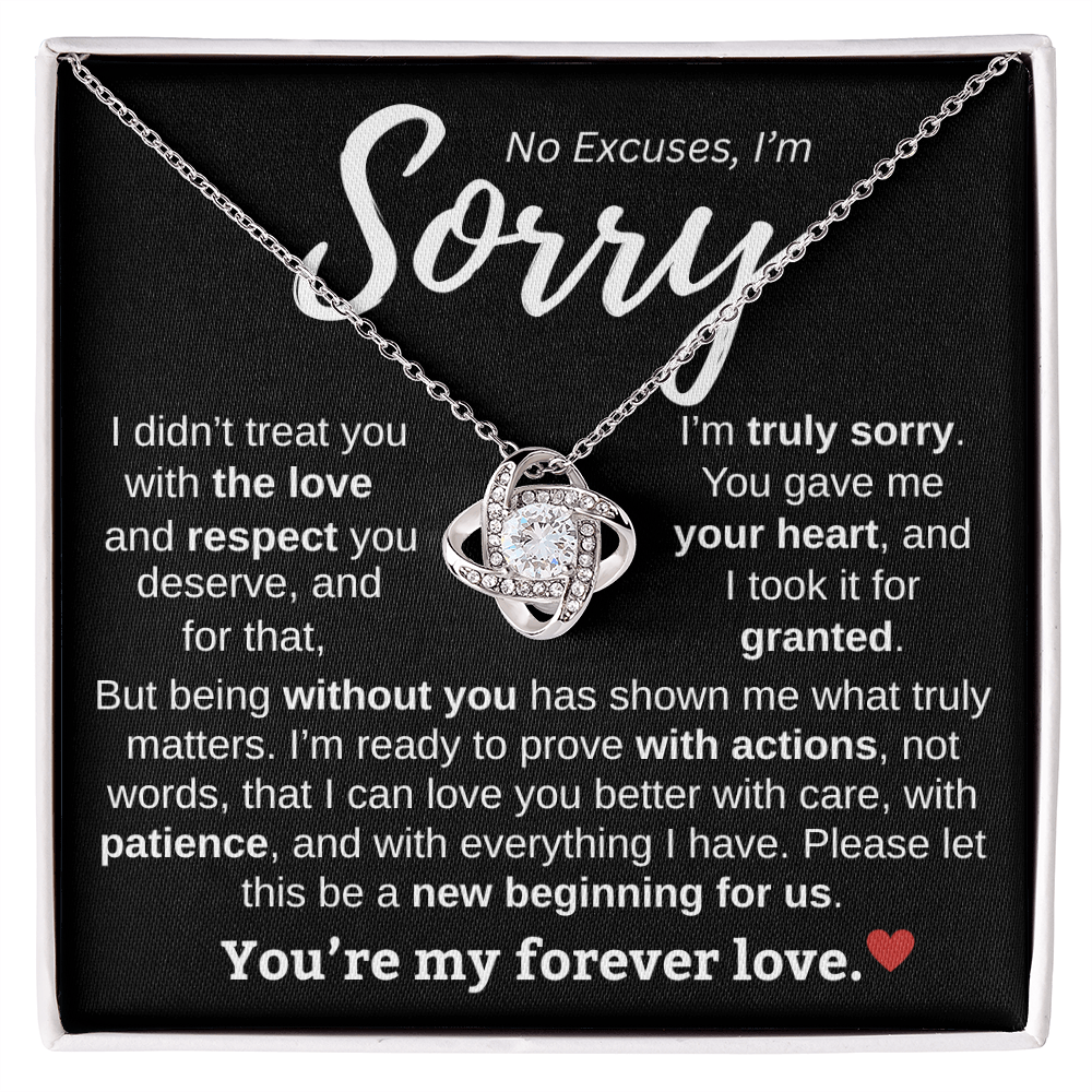 Apology Gift For Her | No Excuses, I'm Sorry | Love knot Necklace