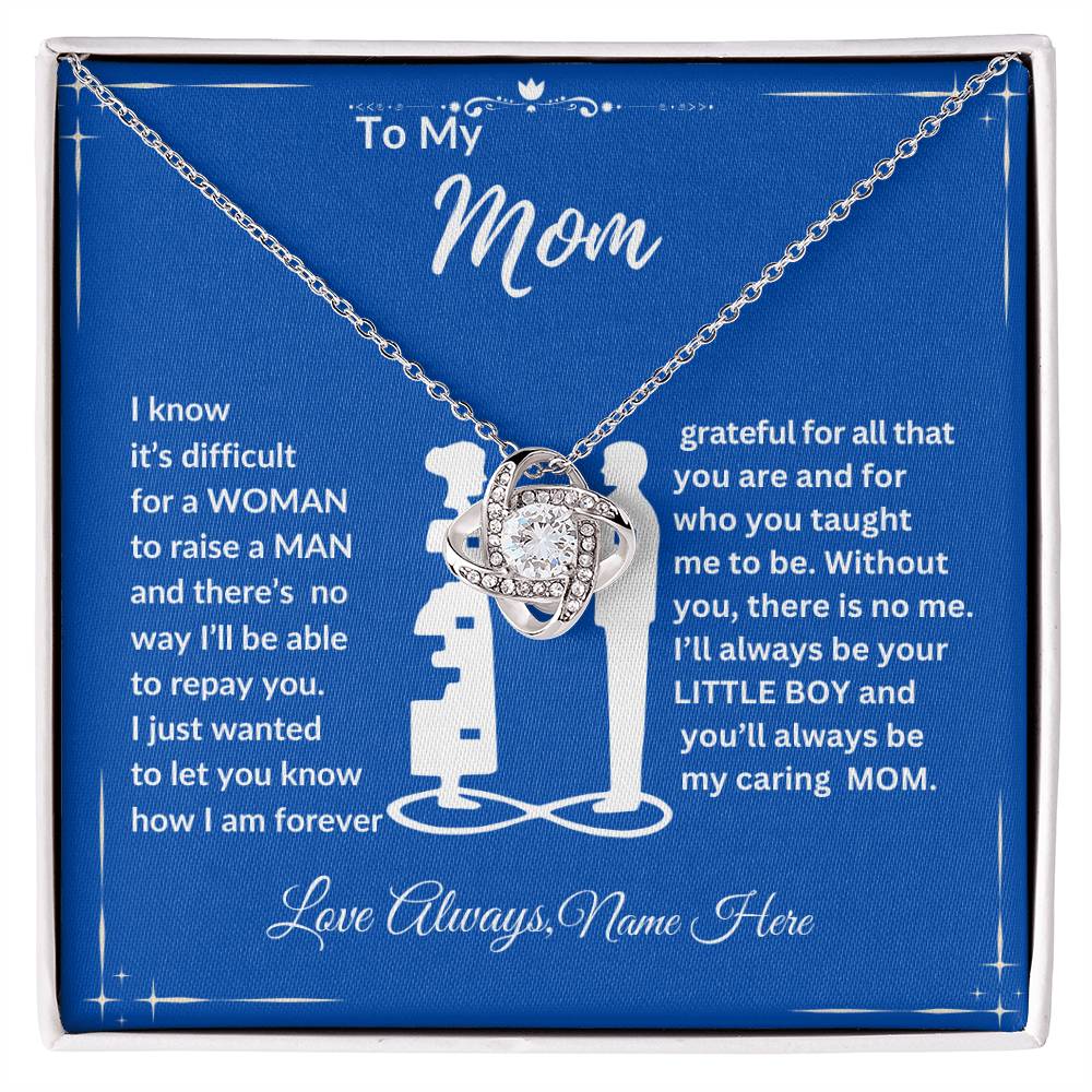 To My Mom, Happy Mother's Day "Forever Grateful" Love Knot Necklace