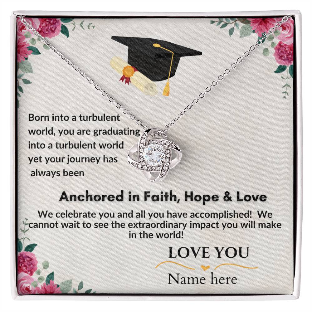 Graduation Gifts "Faith, Hope & Love" Love Knot Necklace